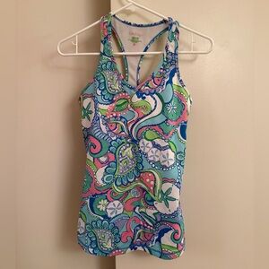 Lilly Pulitzer Blue and Pink Paisley Tank Top